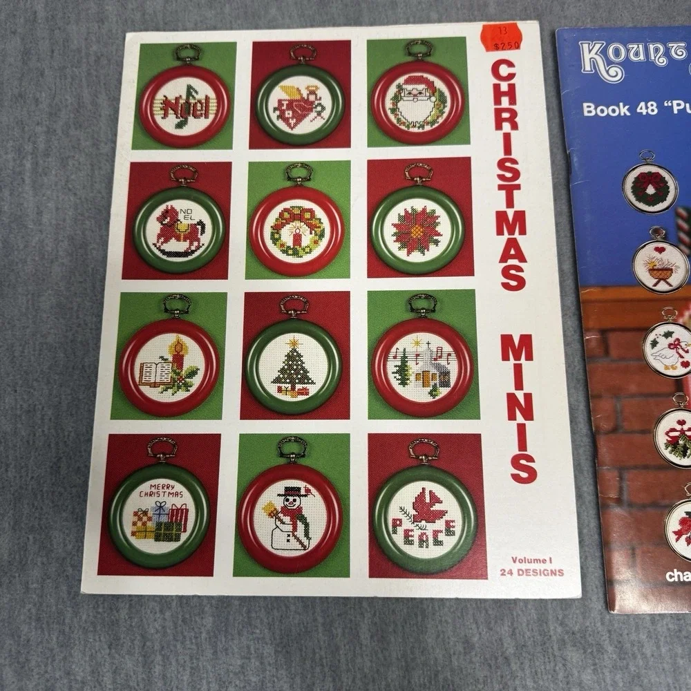 vintage Christmas Cross Stitch Pattern Book Ornament 1980s Mount On Kappie Lot